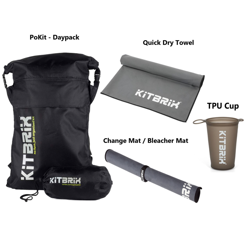 This is a perfect bundle for gymgoers, including Pokit daypack, quick dry towel, TPU cup, and seat change mat.