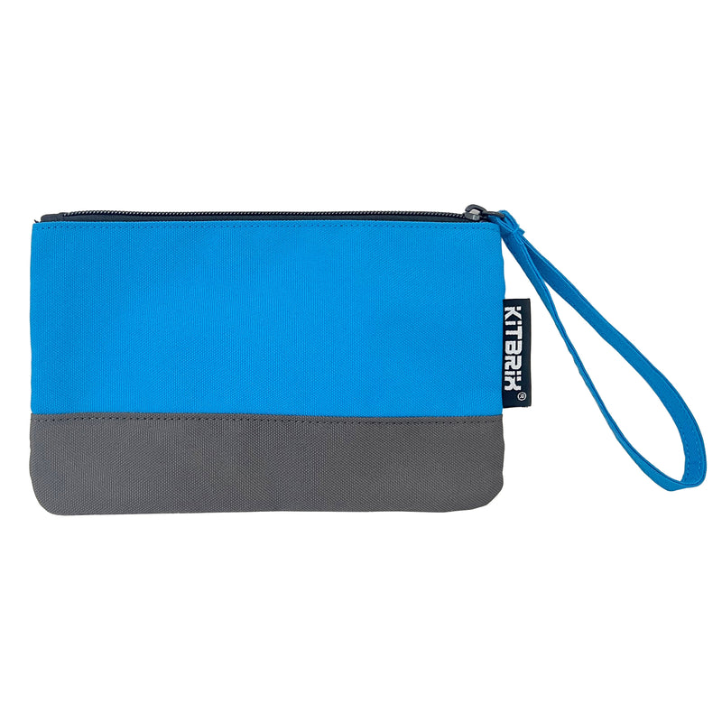 Compact and stylish duo-color pouch with a convenient wrist strap for handkerchief storage.