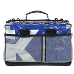 Navy Triathlon transition bag featuring two mesh pockets, ideal for organizing smaller gear and accessories