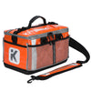 Orange Triathlon transition bag featuring two mesh pockets, ideal for organizing smaller gear and accessories