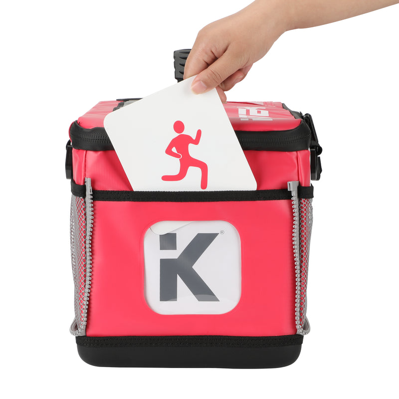 Triathlon bag with side window for interchangeable sport icons