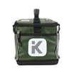 Side view of the upgraded Green transition bag with the durable black zipper and rugged exterio