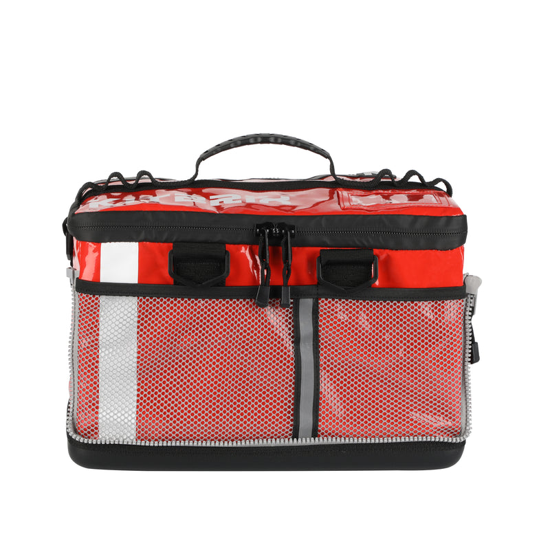 Triathlon transition bag featuring two mesh pockets, ideal for organizing smaller gear and accessories