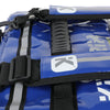 Adjustable shoulder strap for comfortable carrying of the blue gym gear bag