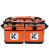 Spacious waterproof main compartment of the orange bag for gym and sports gear